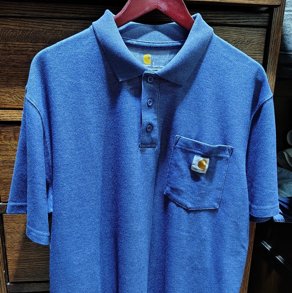 Carhartt Men's Blue Polo Shirt Large